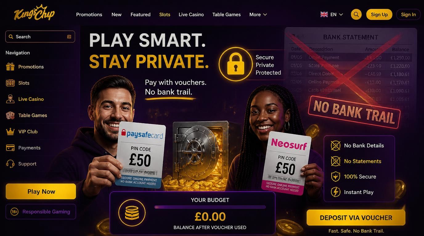 A person holding prepaid vouchers like Paysafecard and Neosurf with banking details blurred or crossed out and a budget meter showing used up