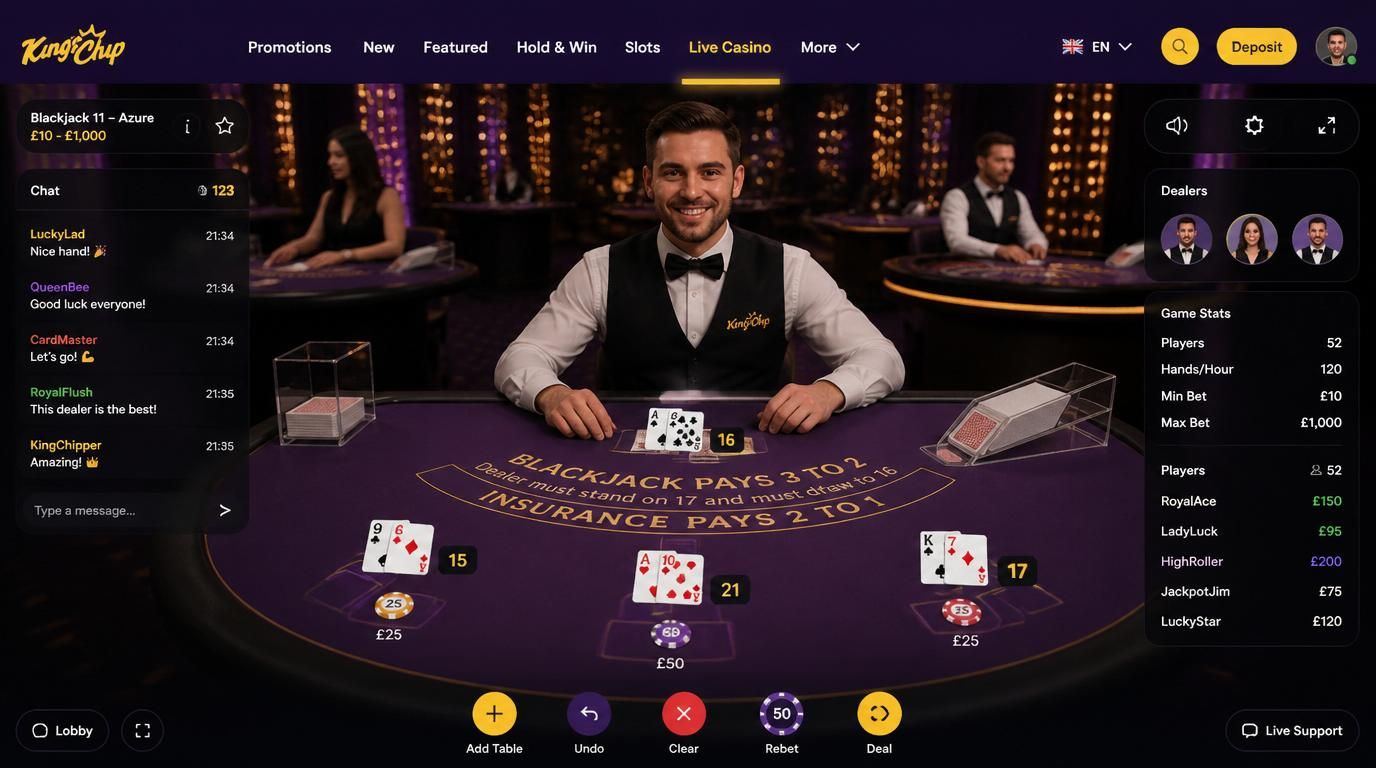Mobile screen showing professional dealers with smooth stream and natural chat